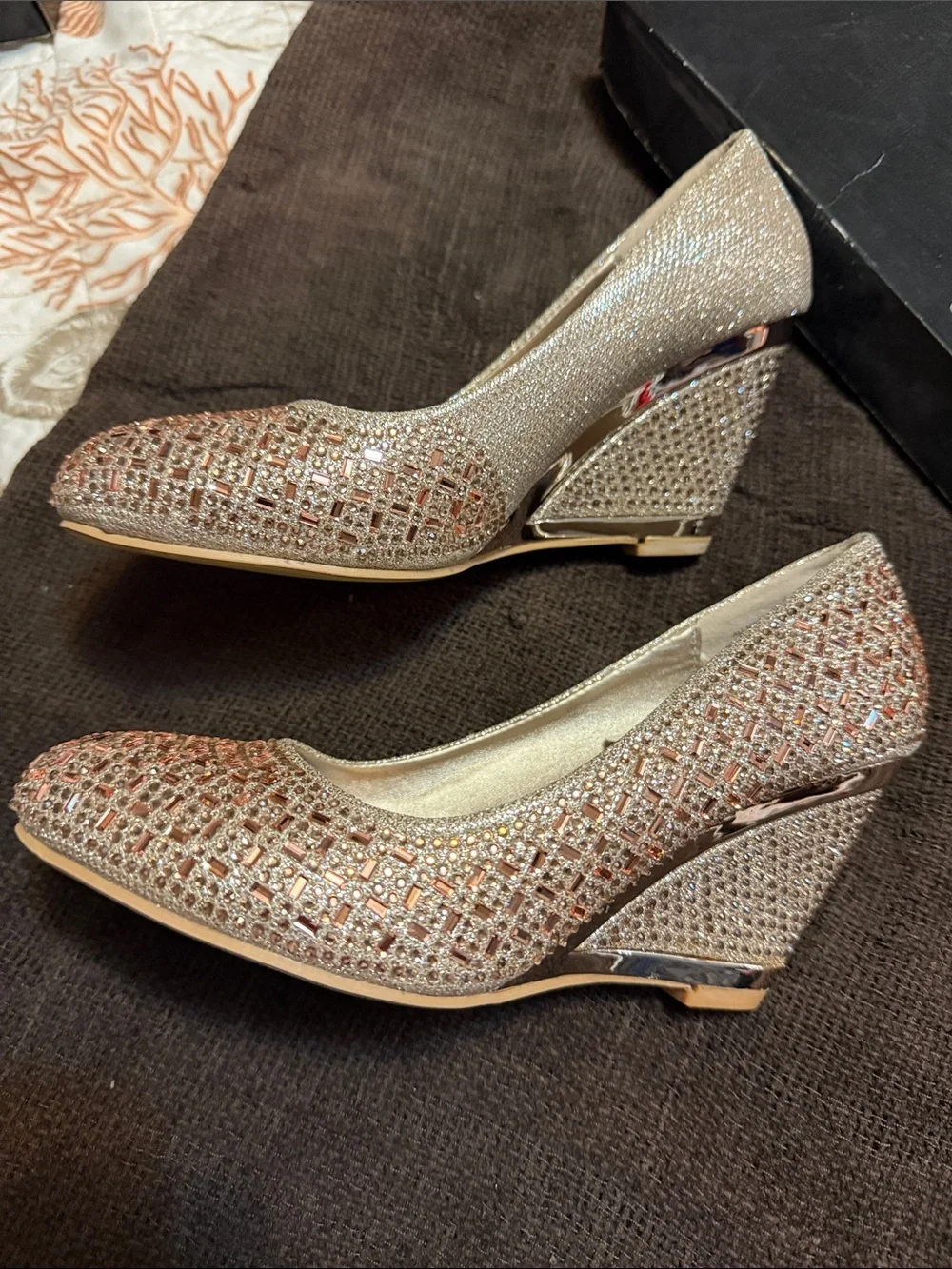 Rose Gold Crystal-Embellished Pumps